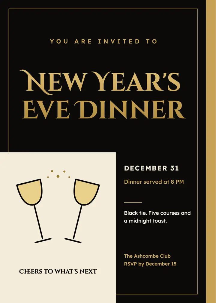 New Year's Eve dinner invitation template