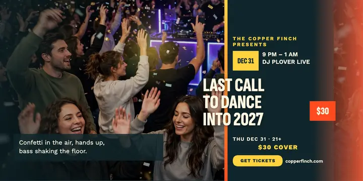 Copper Finch NYE DJ night leak post: new years eve dj party template