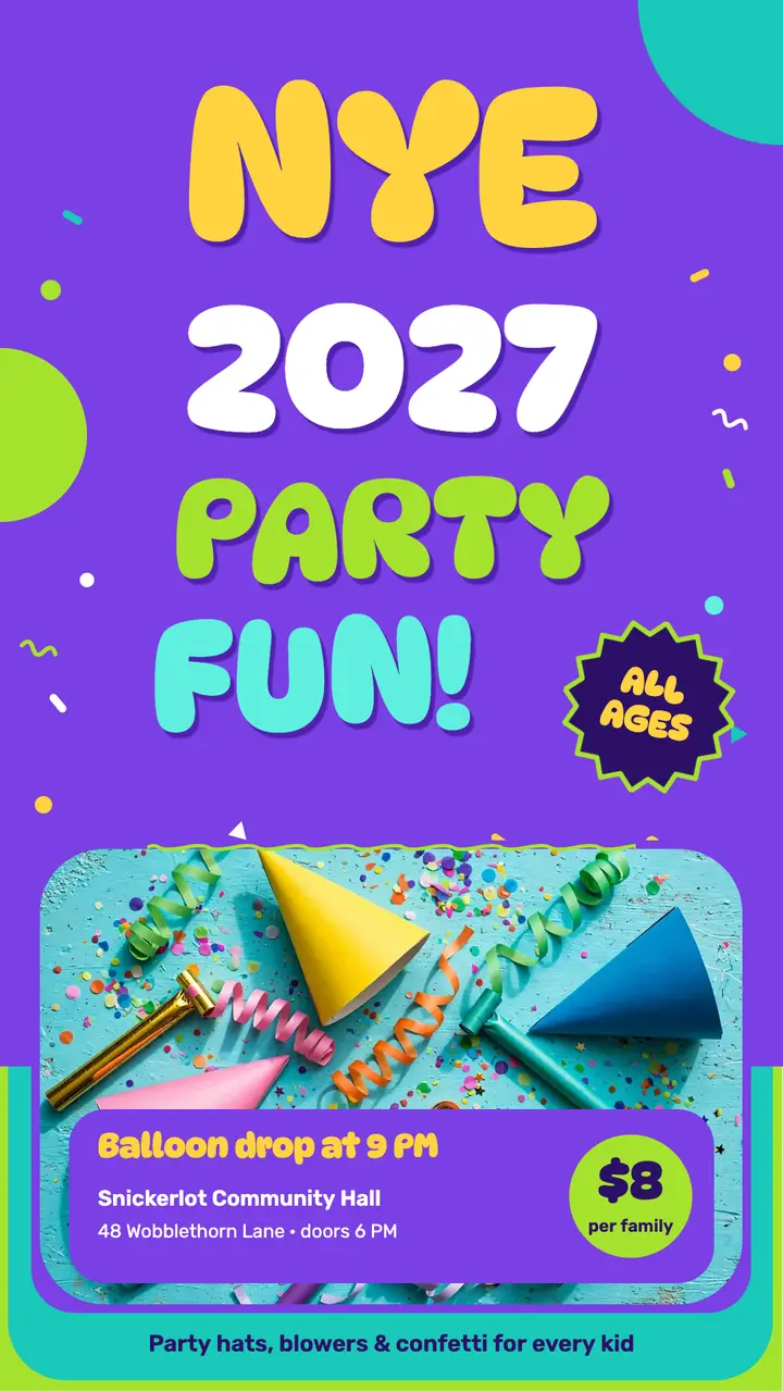 Snickerlot Hall family New Year's Eve party story template