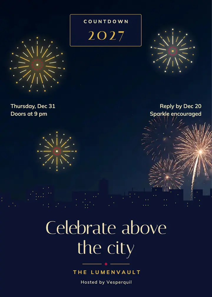 New Year's Eve fireworks party invitation template