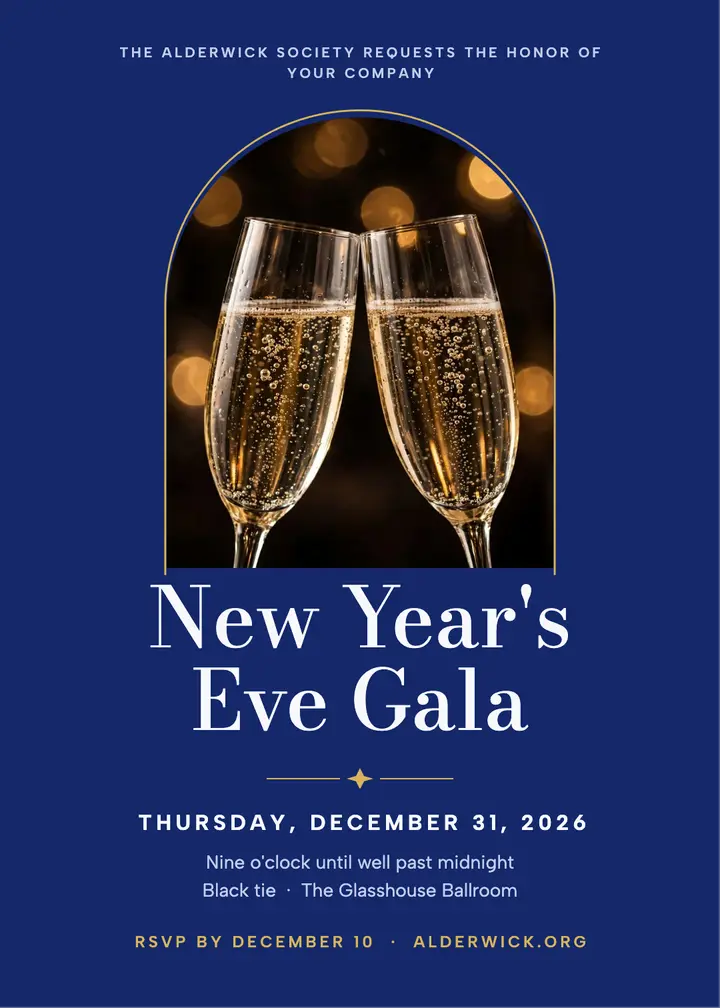 Alderwick New Year's Eve gala invitation template