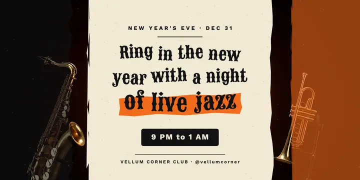 Vellum Corner Club New Year's Eve jazz night cut-paper post: new year's eve jazz night post template