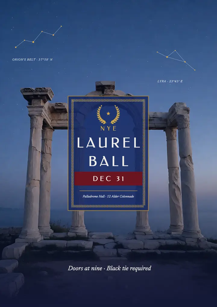 New Year's Eve laurel ball flyer template