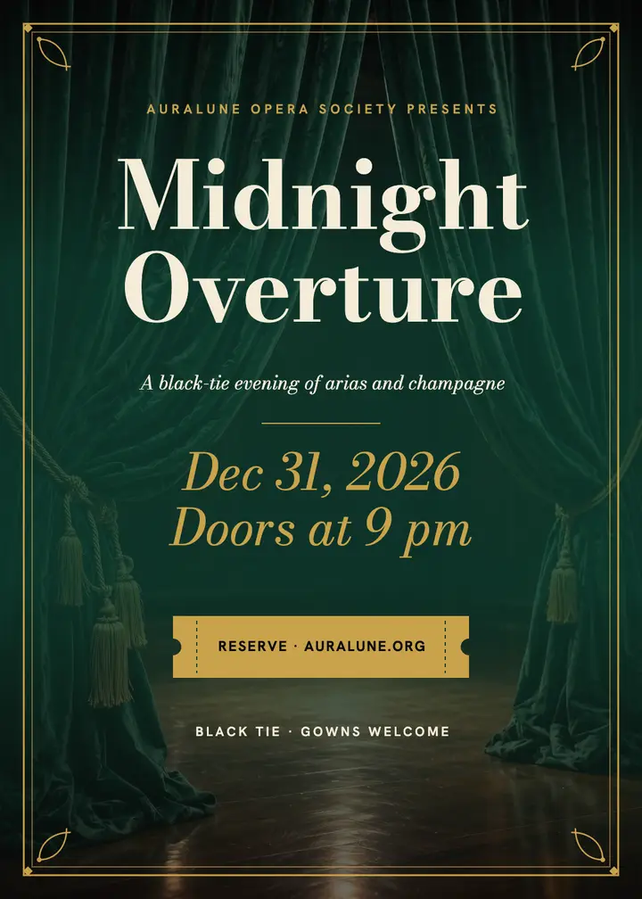 Auralune New Year's Eve opera gala invitation template