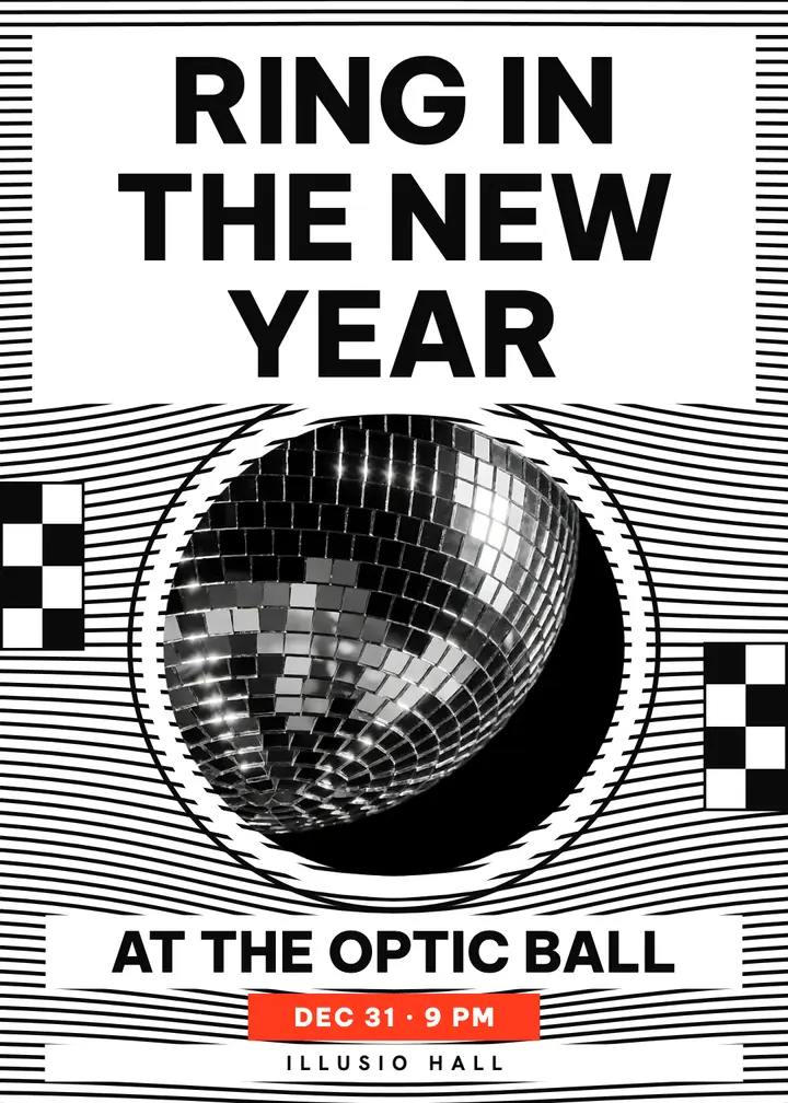 Optic Ball New Year's Eve invitation template