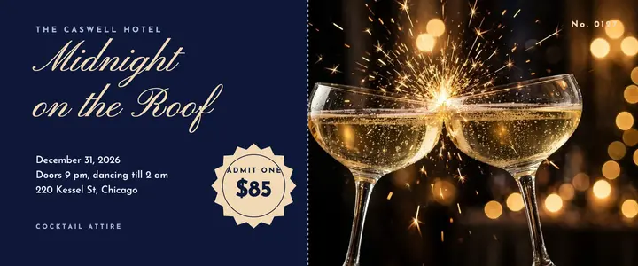 Midnight on the Roof New Year's Eve ticket template