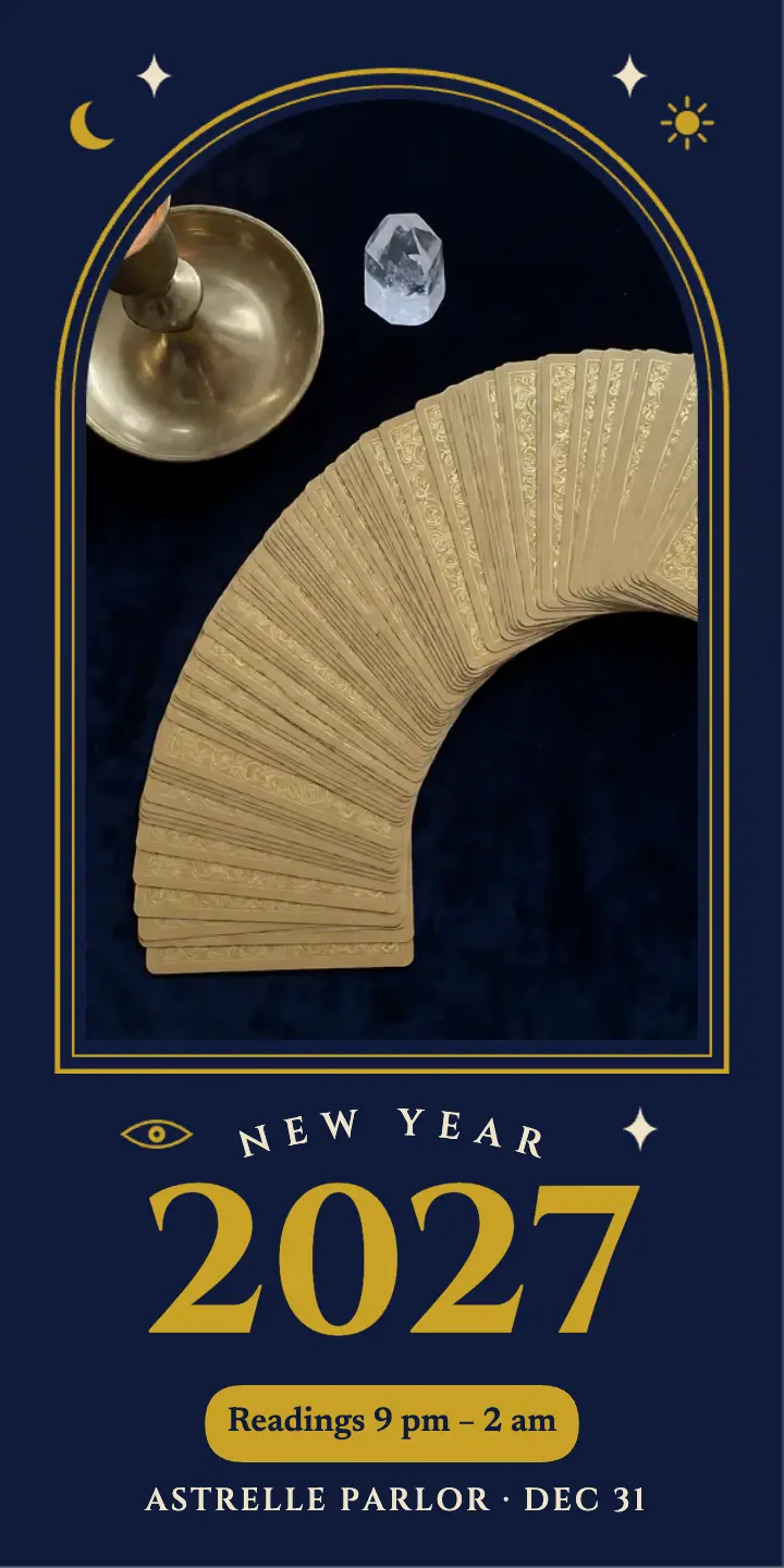 New Year's Eve tarot night half-page ad template