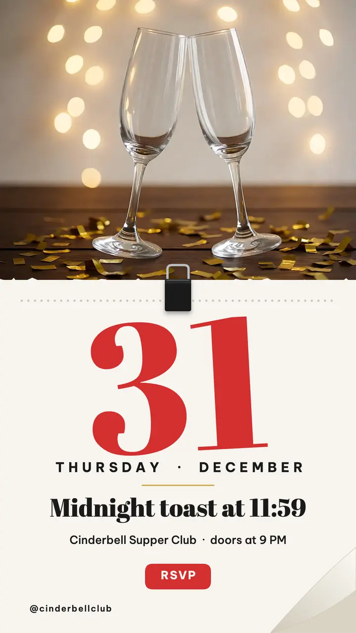 Cinderbell Supper Club New Year's Eve story template