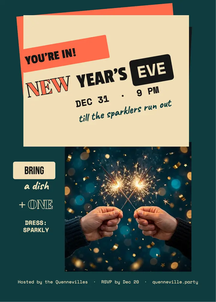 Quenneville New Year's Eve party invitation template