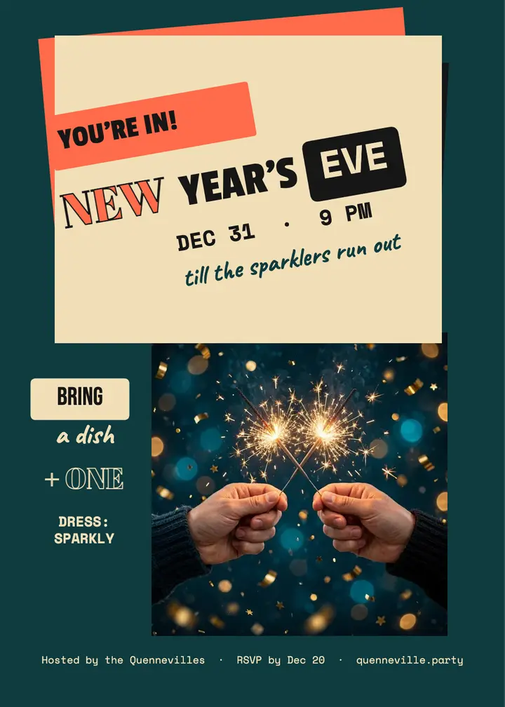 Quenneville New Year's Eve party invitation template