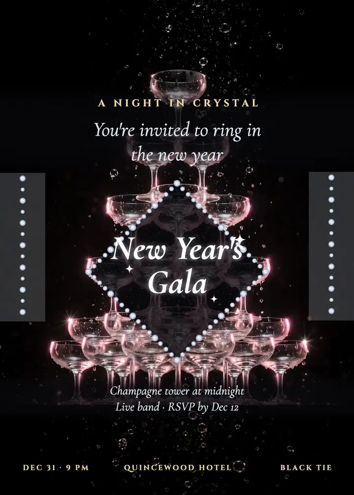 Quincewood New Year's gala invitation template