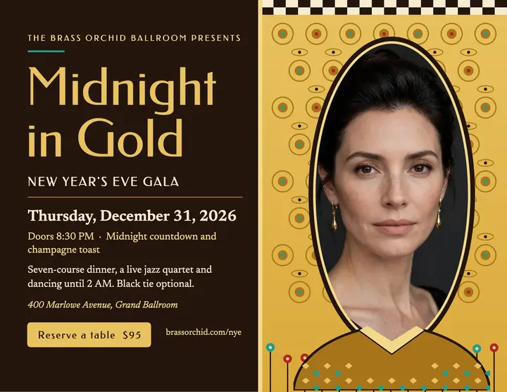 Brass Orchid New Year's Eve gala flyer template