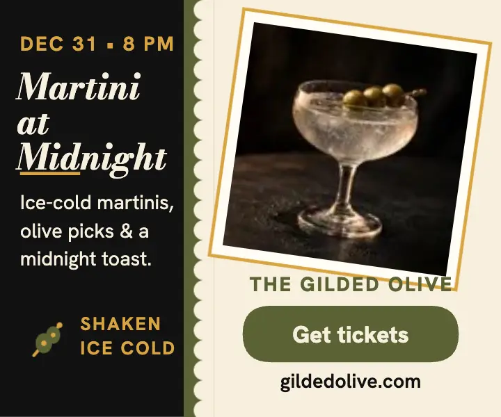 Gilded Olive New Year martini ad template