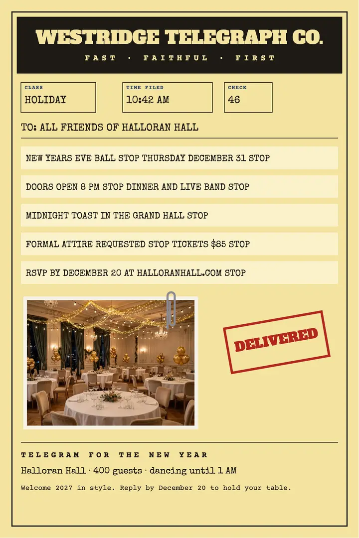 New Year's Eve telegram poster template