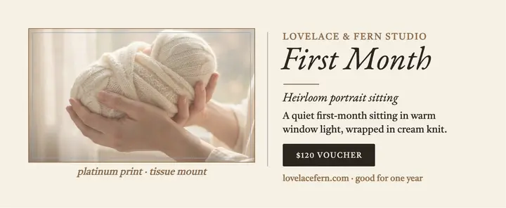 Lovelace and Fern newborn voucher: newborn gift voucher template