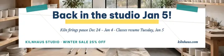 Kilnhaus Studio New Year note banner: new year studio hours banner template