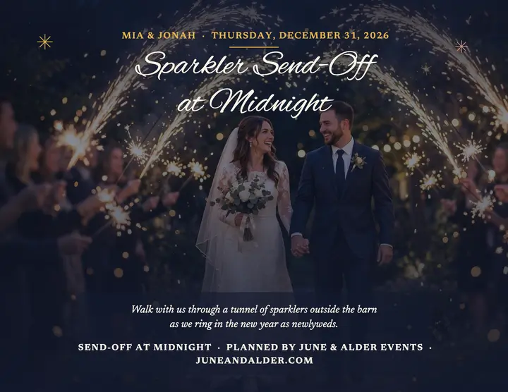 Mia and Jonah New Year's Eve sparkler send-off flyer template