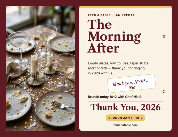 Fern and Fable New Year recap flyer template