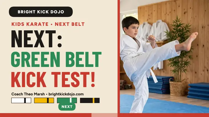 Bright Kick Dojo green belt test thumbnail template
