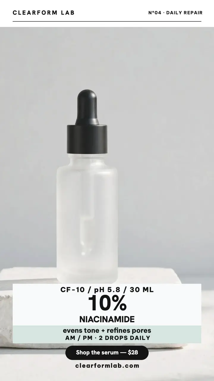 Clearform niacinamide serum story template