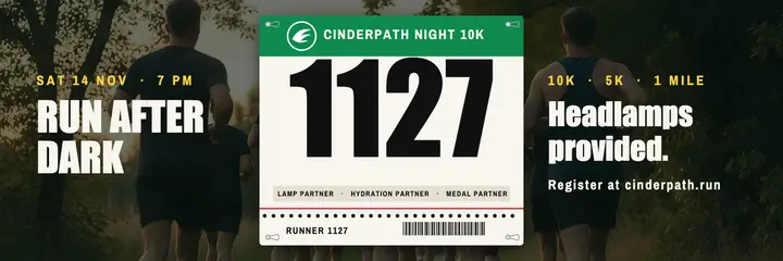 Cinderpath night 10K race bib header template