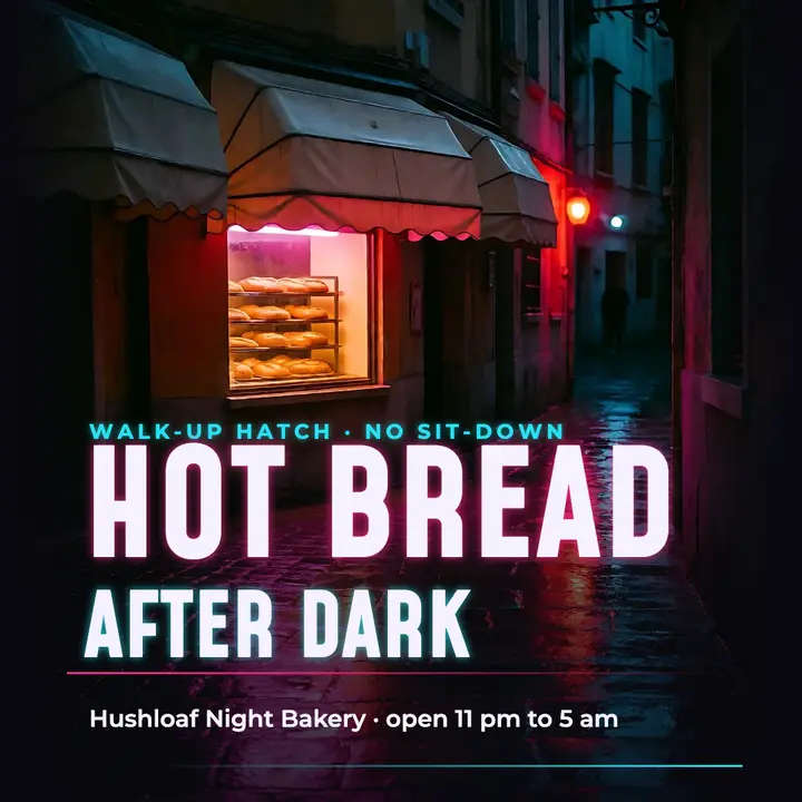 Hushloaf night bakery hot bread post: night bakery post template