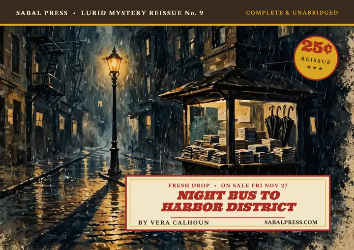Night Bus launch certificate, pulp cover template