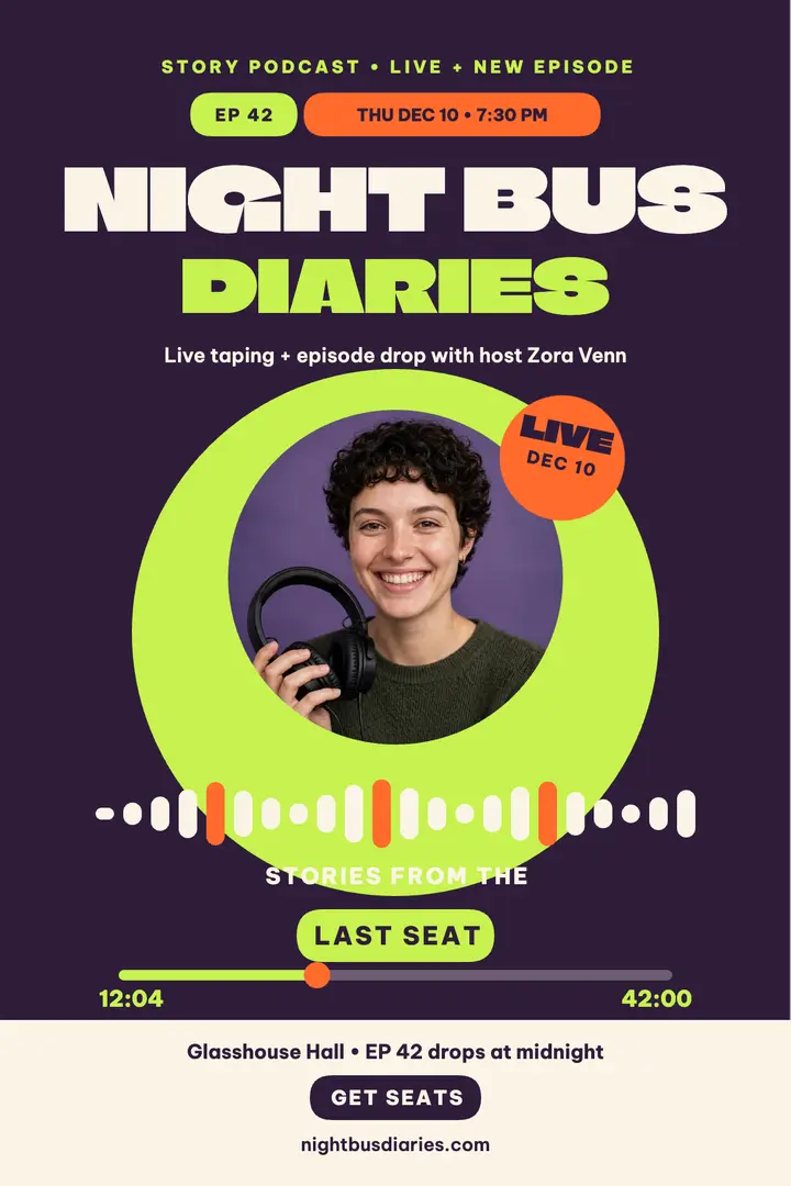 Night Bus Diaries live taping poster template