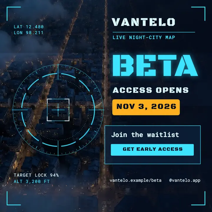 Night city map app waitlist post: app launch waitlist post template