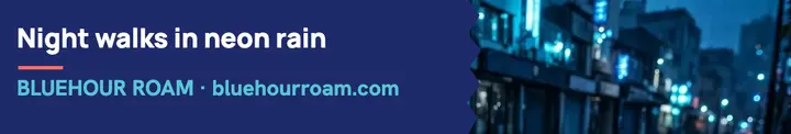 Bluehour Roam night walks cover: travel linkedin cover template