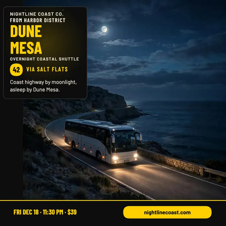 Nightline Coast overnight shuttle departure post: night bus departure post template