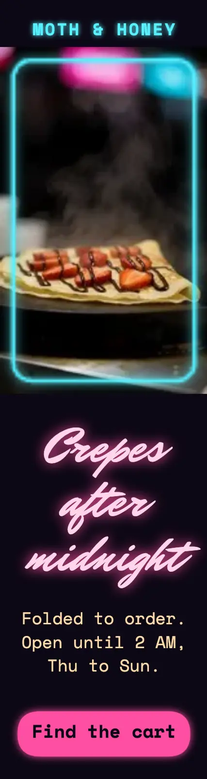 Moth & Honey late-night crepe cart skyscraper ad template