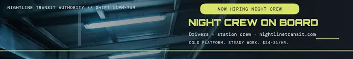 Nightline night crew hiring cover: transit night crew hiring cover template