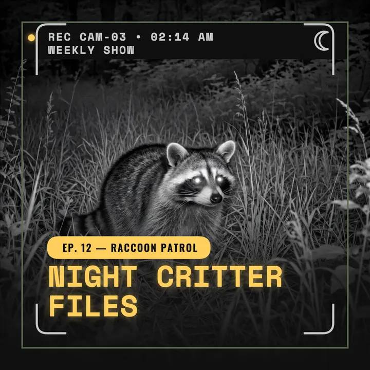 Night Critter Files raccoon podcast cover template