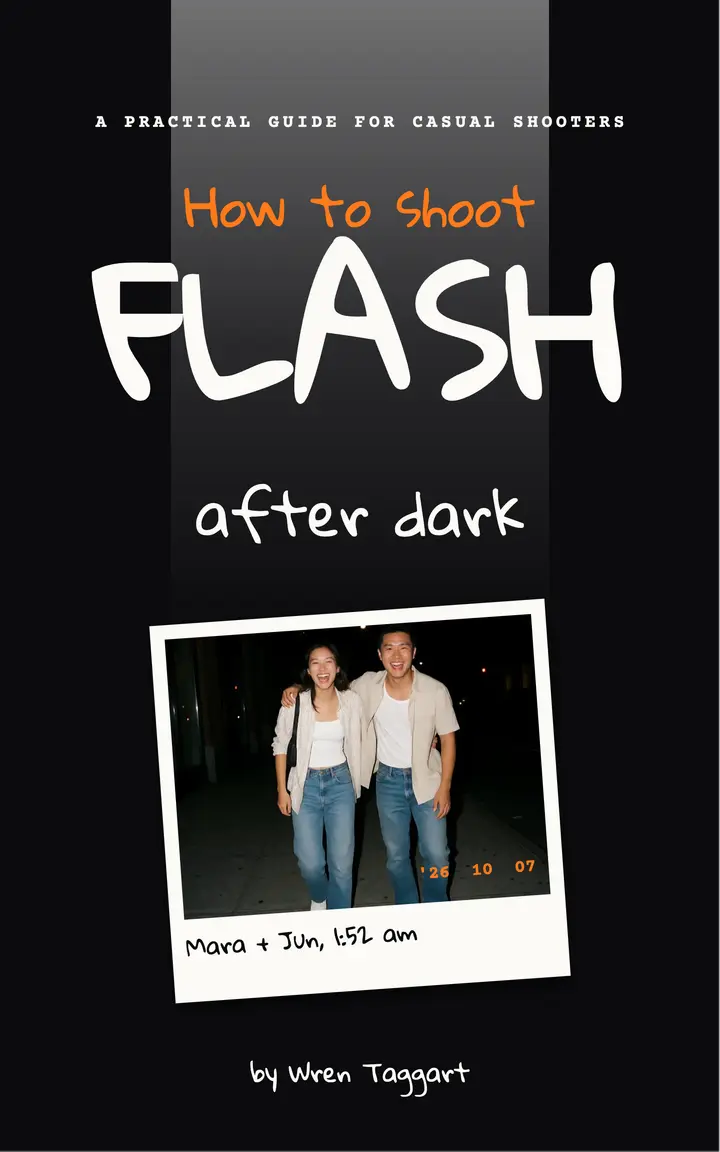 Flash After Dark ebook cover by Wren Taggart, direct flash: on-camera flash photography guide ebook cover template