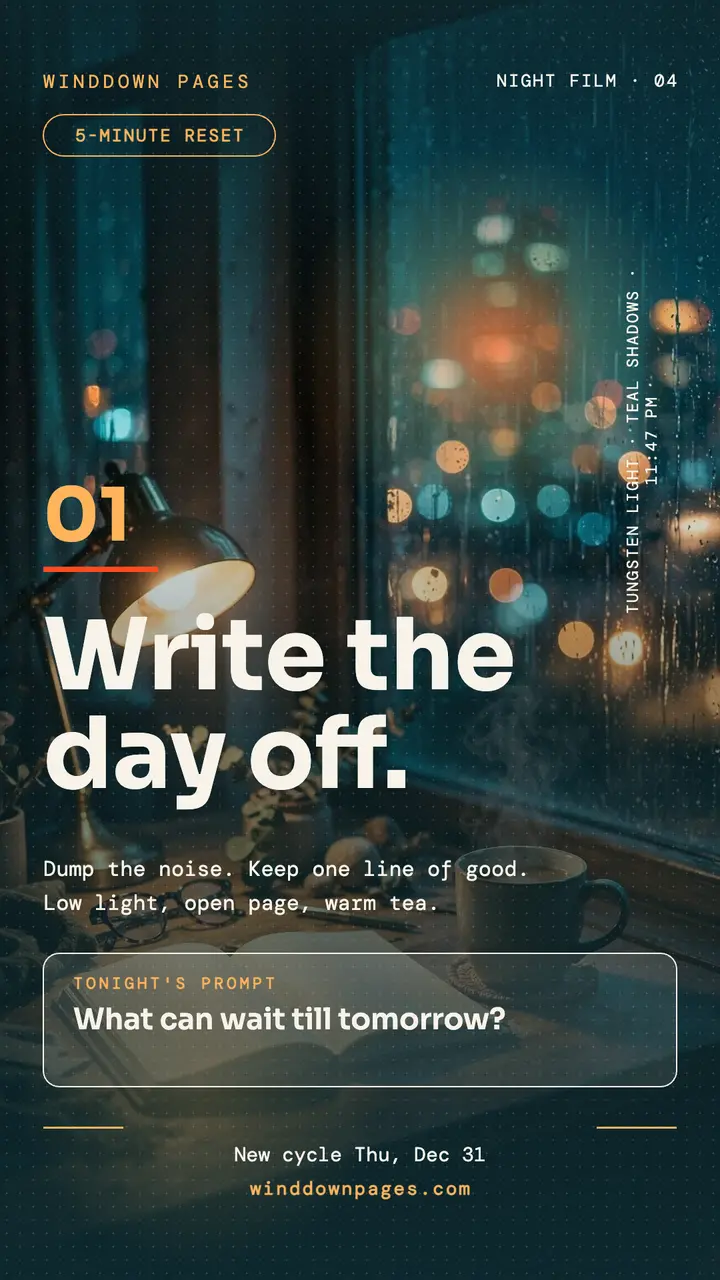 Winddown Pages night journal reset story template