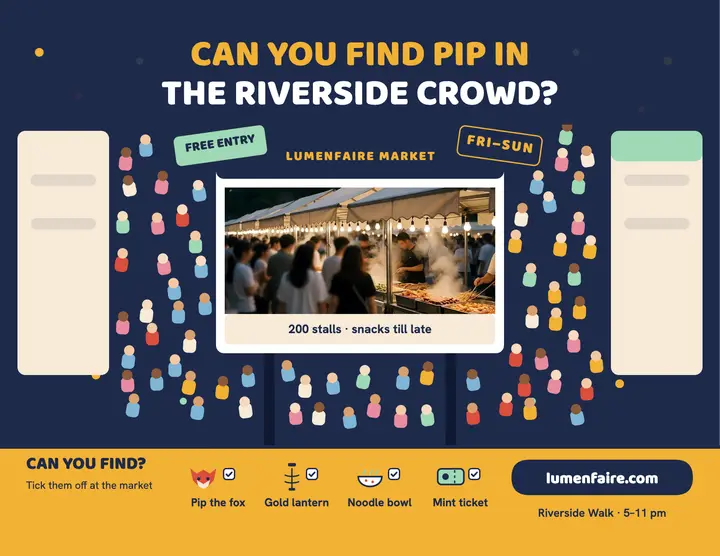 Lumenfaire night market find Pip flyer template