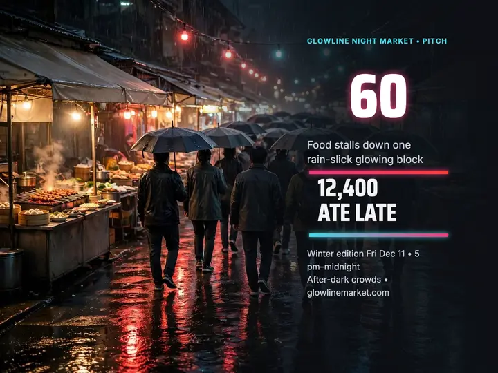 Glowline Night Market neon pitch slide template