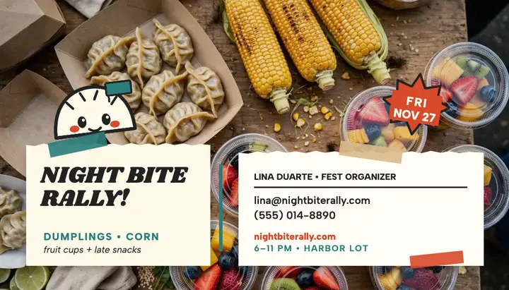 Night Bite Rally collage card template