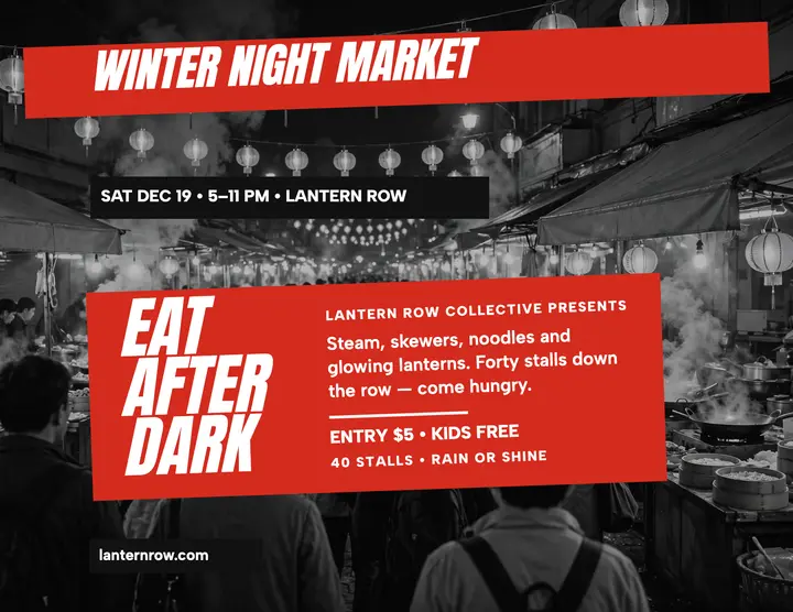 Winter Night Market red bar flyer template