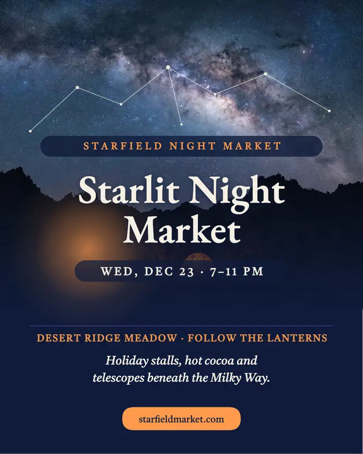 Starfield Christmas night market post template