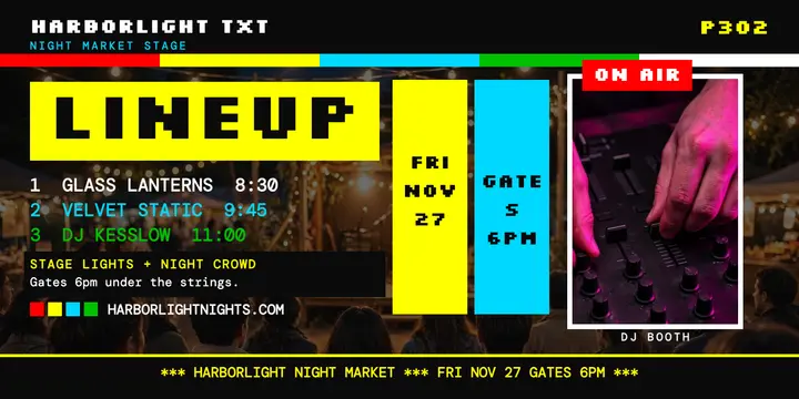 Harborlight night market teletext lineup template
