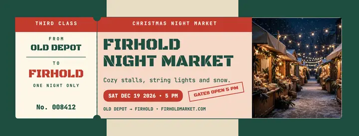 Firhold Night Market ticket cover template