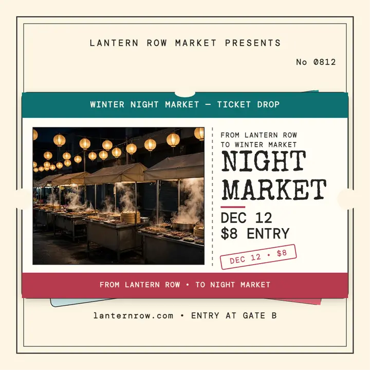 Lantern Row winter night market ticket template