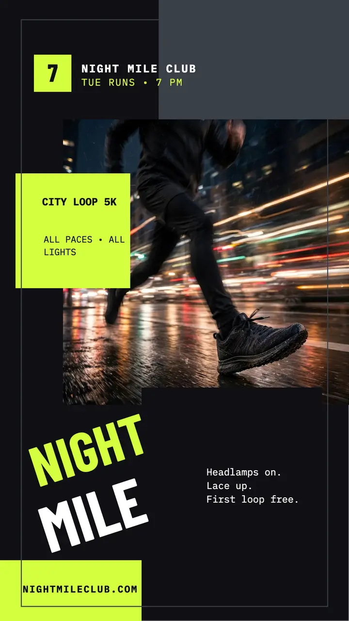 Night Mile Club night run story template