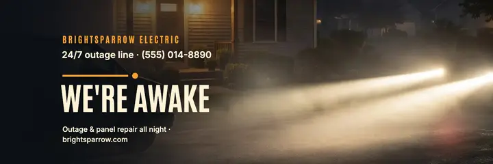 Brightsparrow night outage help header: emergency electrician header template
