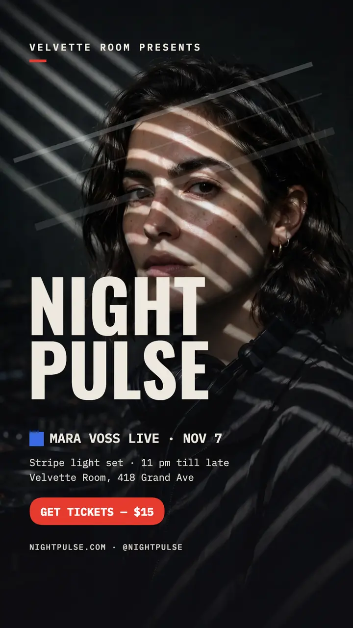 Night Pulse DJ story at Velvette Room template