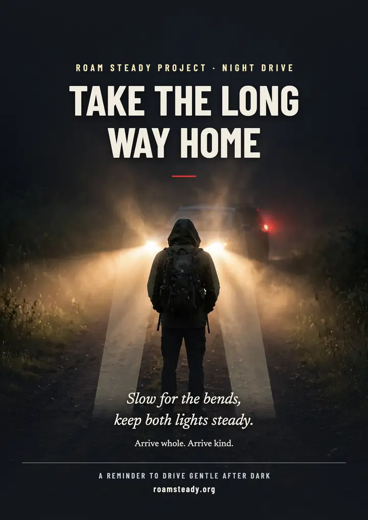 Take the long way home night flyer: night drive quote flyer template