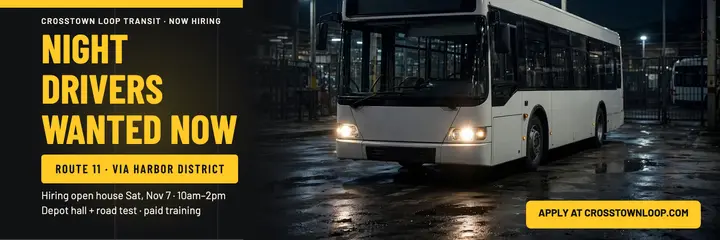 Night route drivers hiring header template