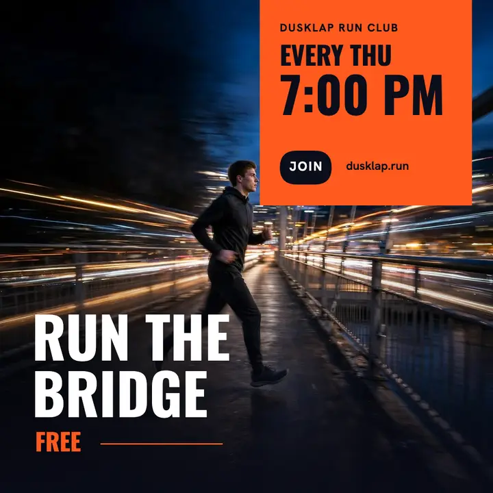 Dusklap Run Club weekly night run motion blur post: run club post template